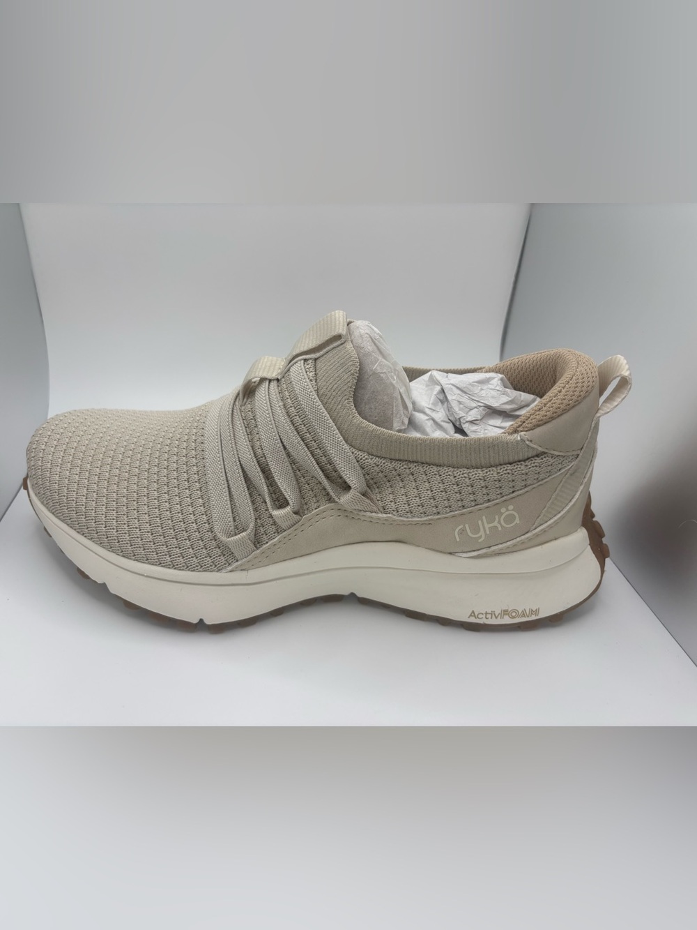 Ryka Jumpstrlace Women’s French Beige Lifestyle Slip On Sneakers Size 6.5M